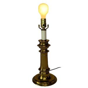 Vintage MCM 1960s Brass Table Lamp Oval Narrow Depth Mid Century Modern Lighting